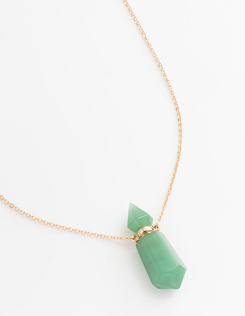 Gold Green Semi-Precious Stone Bottle Necklace