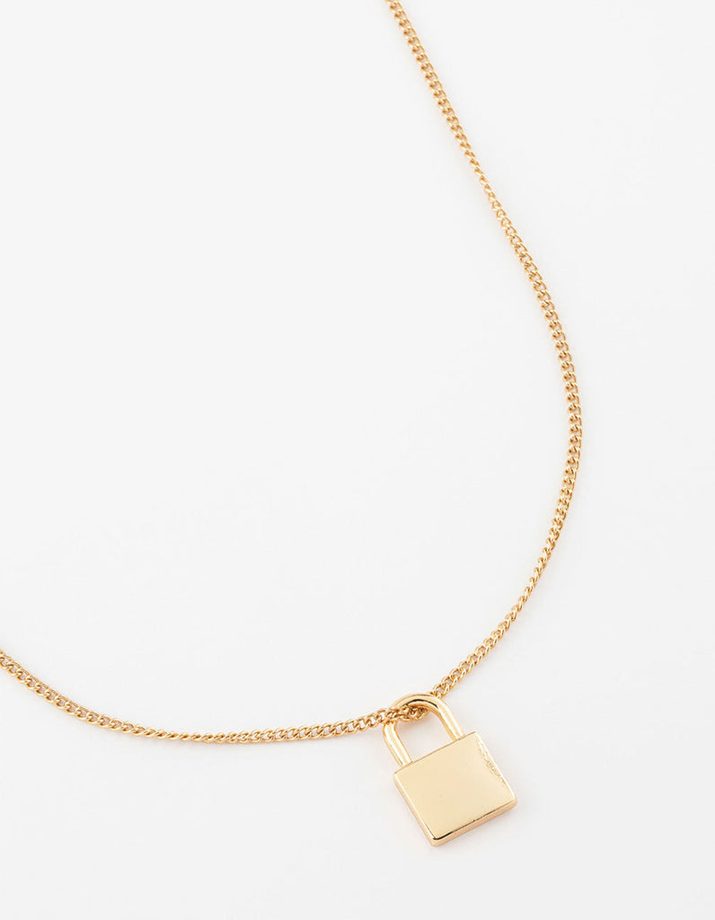 Gold Plated Padlock Short Necklace
