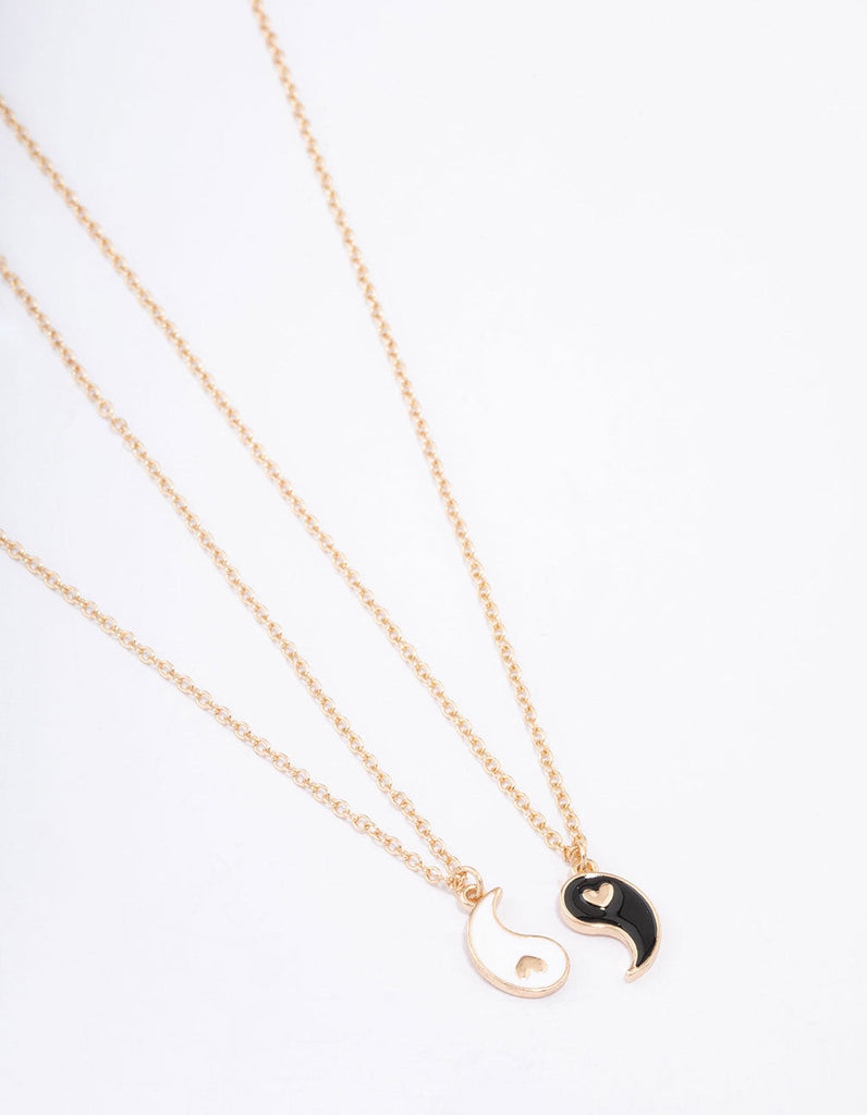 Gold Heart Yin & Yang Necklace Pack