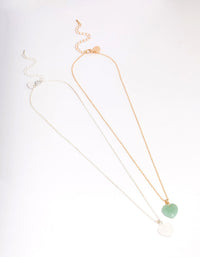 Mixed Metal Semi-Precious Heart Necklace Pack - link has visual effect only