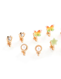 Gold Ombre Butterfly Clip On Earring 8-Pack - link has visual effect only