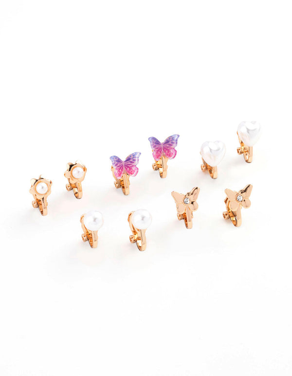 Gold Ombre Star Clip On Earring 8-Pack