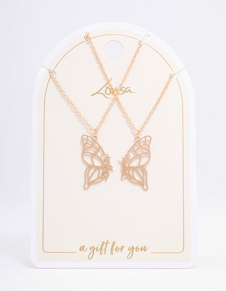 Gold Mum & Daughter Butterfly Necklace Pack