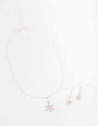 Silver Diamante & Pearl Snowflake Jewellery Set - link has visual effect only