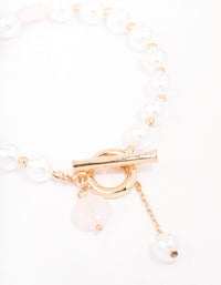 Gold Pearl Beaded T&O Bracelet - link has visual effect only