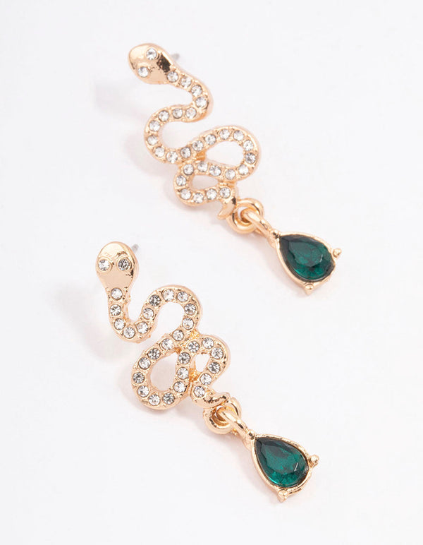 Blue Diamante Snake Stud Earrings