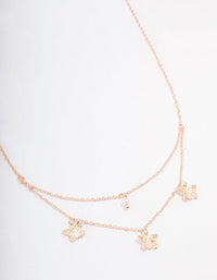 Rose Gold Butterfly Pearl Double Chain Necklace - link has visual effect only