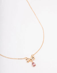 Pink Diamante Drop Bow Necklace - link has visual effect only