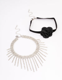 Rhodium Floral Cupchain Choker - link has visual effect only