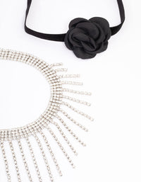 Rhodium Floral Cupchain Choker - link has visual effect only