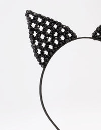 Black Cat Ear Beaded Headband - link has visual effect only