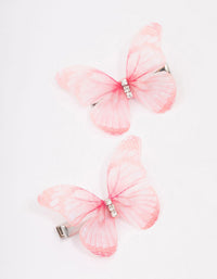 Pink Diamante Butterfly Hair Clip Pack - link has visual effect only