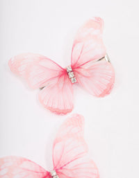 Pink Diamante Butterfly Hair Clip Pack - link has visual effect only