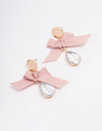Gold Blue Pear Bow Drop Earrings - link has visual effect only