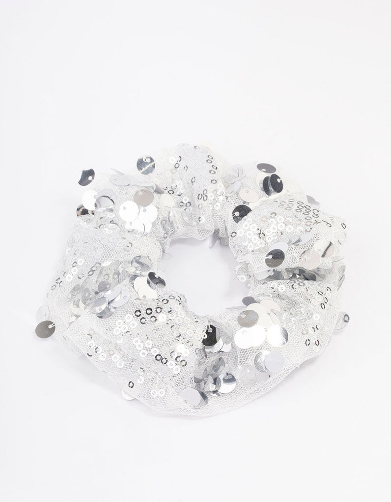 Fabric Mixed Size Sequin Hair Scrunchie