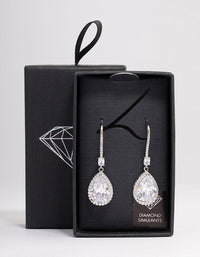 Rhodium Cubic Zirconia Pear Diamante Hook Drop Earrings - link has visual effect only