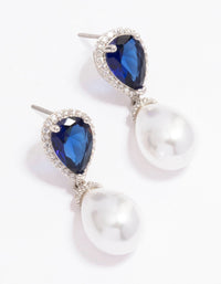 Rhodium & Pearl Drop Earrings - link has visual effect only