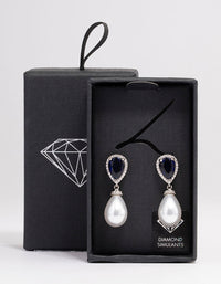 Rhodium & Pearl Drop Earrings - link has visual effect only