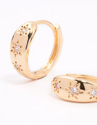 Gold Plated Cubic Zirconia Celestial Huggie Hoop Earrings - link has visual effect only