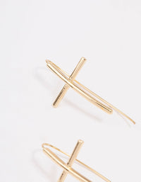 Gold Plated Cross Drop Earrings - link has visual effect only
