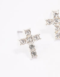 Silver Plated Diamante Cross Stud Earrings - link has visual effect only