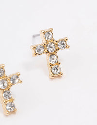 Gold Plated Diamante Cross Stud Earrings - link has visual effect only