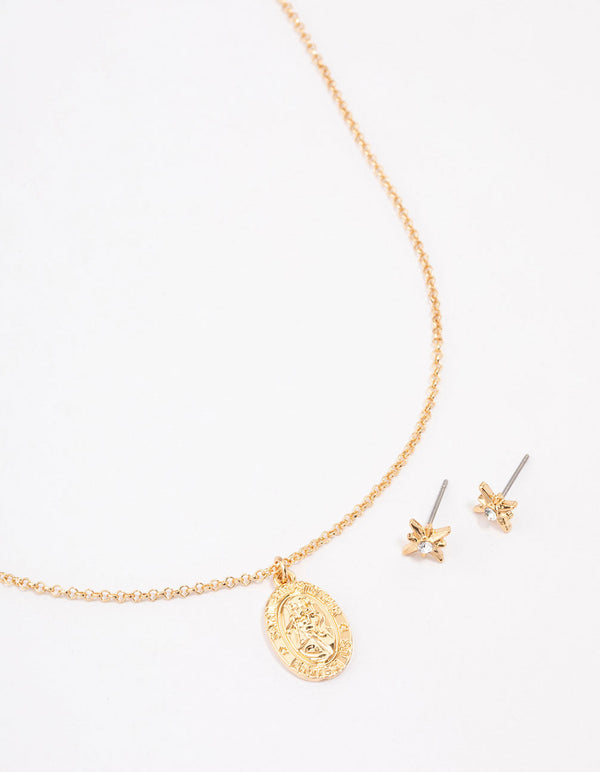 Gold Plated Coin Pendant Jewellery Set