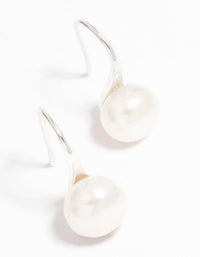 Silver Plated Freshwater Pearl Small Hook Drop Earrings - link has visual effect only
