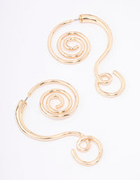 Gold Swirly Spiral Drop Earrings - link has visual effect only