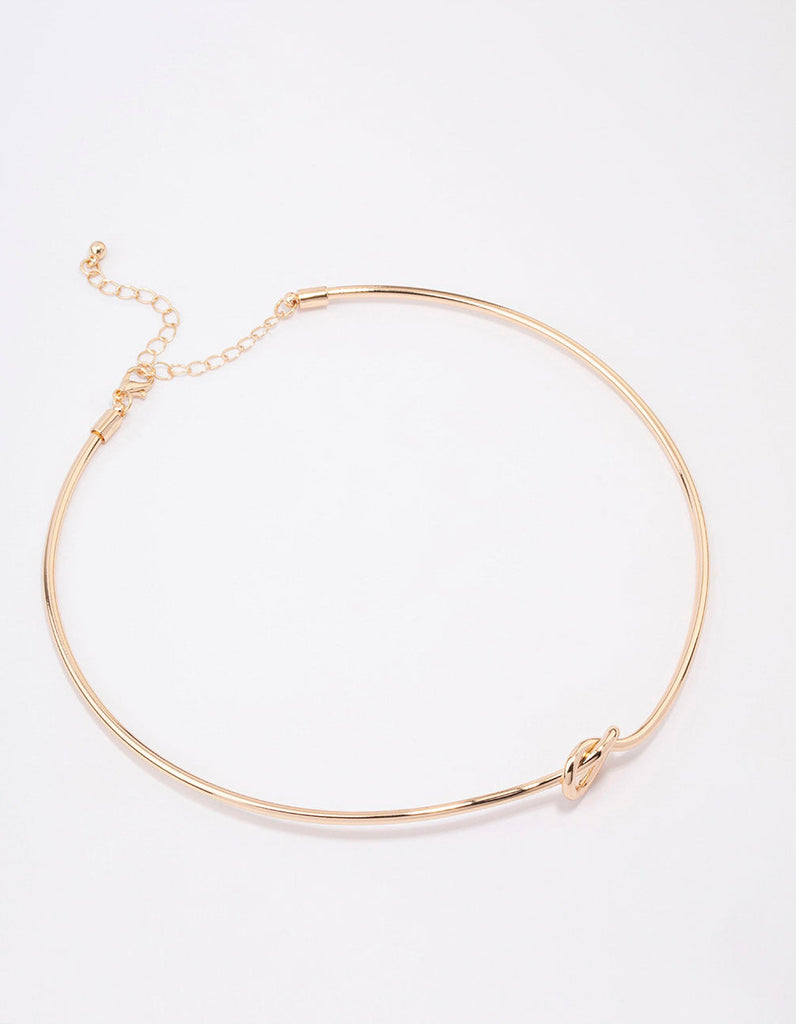 Gold Simple Knotted Choker Necklace