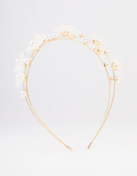 Gold Pearl Flower Double Headband - link has visual effect only