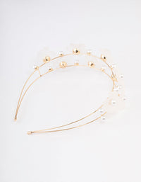 Gold Pearl Flower Double Headband - link has visual effect only