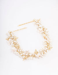 Gold Pearl Cluster Flower Hair Drape - link has visual effect only