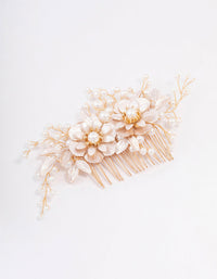 Gold Flower Wire Pearl Hair Comb - link has visual effect only