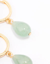 Gold Plated Semi-Precious Drop Diamante Huggie Earrings - link has visual effect only