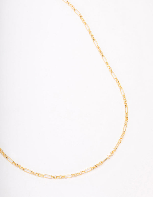 Gold Plated Long & Short Cable Chain Necklace