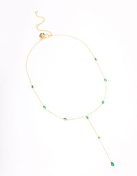Gold Plated Cubic Zirconia Lariat Y-Shaped Necklace - link has visual effect only