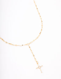 Gold Plated Marquise Cubic Zirconia Cross Y-Necklace - link has visual effect only