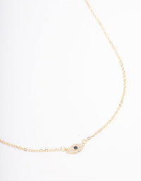 Gold Plated Cubic Zirconia Mini Evil Eye Pendant Necklace - link has visual effect only