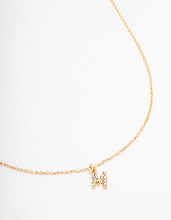 Letter M Gold Plated Initial Pendant Necklace