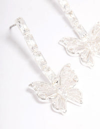Silver Plated Butterfly Cubic Zirconia Drop Earrings - link has visual effect only