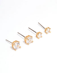 Gold Plated Cubic Zirconia Stud Earring Pack - link has visual effect only