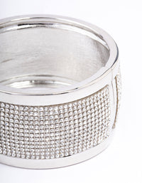 Rhodium Cluster Diamante Wrist Cuff - link has visual effect only
