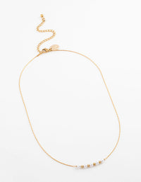 Gold Plated Stainless Steel Dainty Pearl & Ball Necklace - link has visual effect only