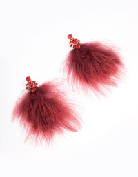 Red Stone Feather Drop Earrings - link has visual effect only
