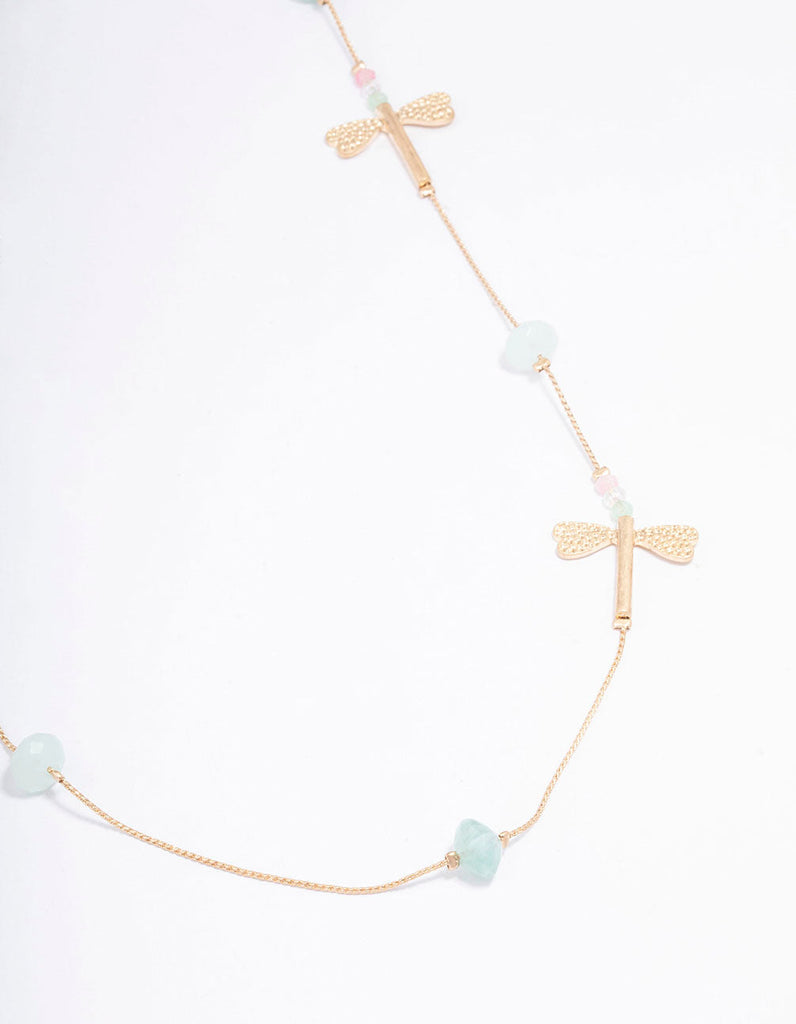 Gold Long Dragonfly Necklace