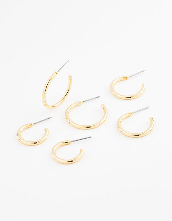 Gold Plated Thin Hoop Earring 3-Pack
