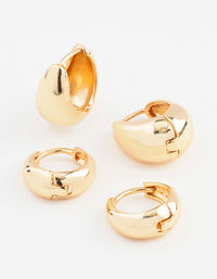 Gold Plated Bubble Huggie Earring Pack - link has visual effect only