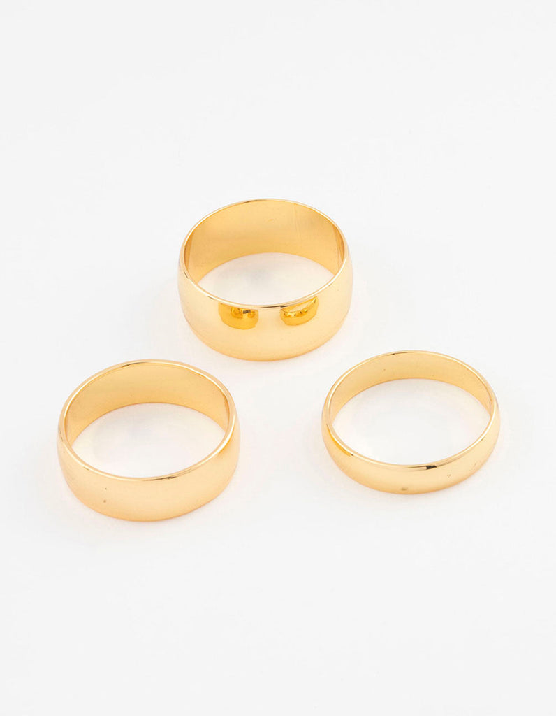 Gold Plated Plain Ring 3-Pack