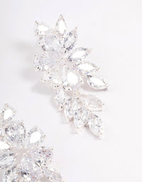 Silver Flower Cluster Drop Earrings - link has visual effect only